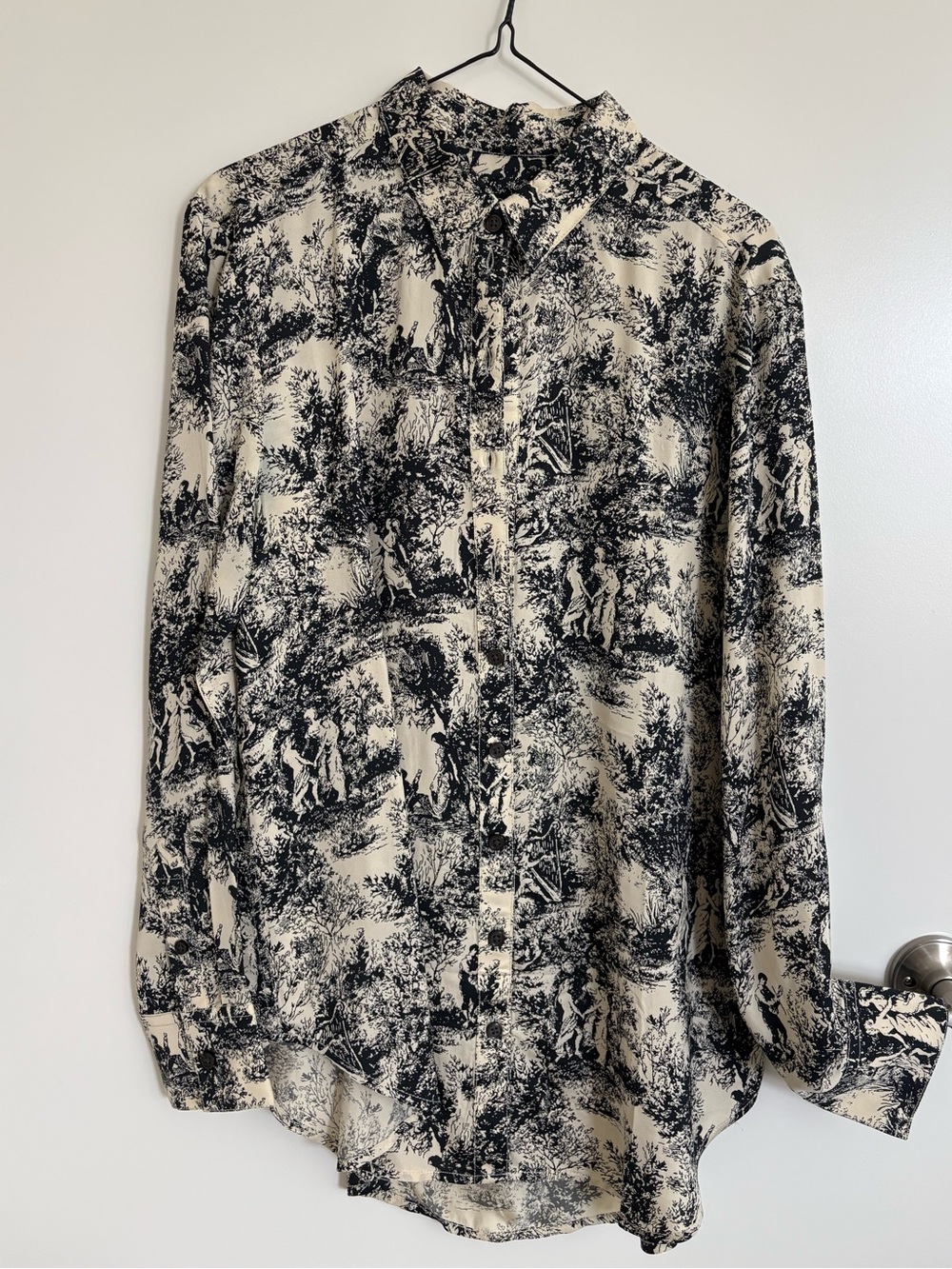 J.Crew Black and Cream Toile Button-Up Top